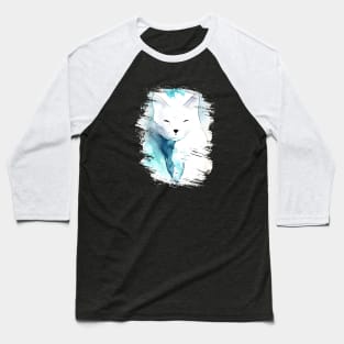 White Fox Wild Animal Nature Watercolor Art Painting Baseball T-Shirt